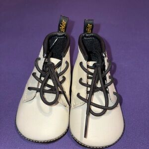Dr. Martens White Baby Shoes with Black Laces